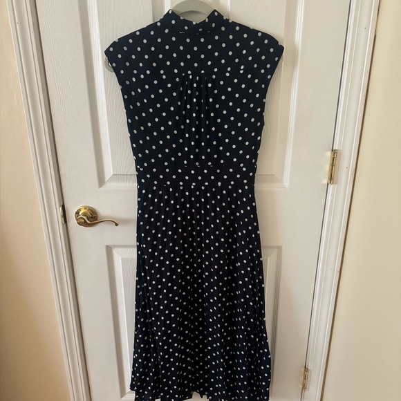 J. Crew button down midi shirt dress navy and polka dots size 0 - Picture 2 of 5